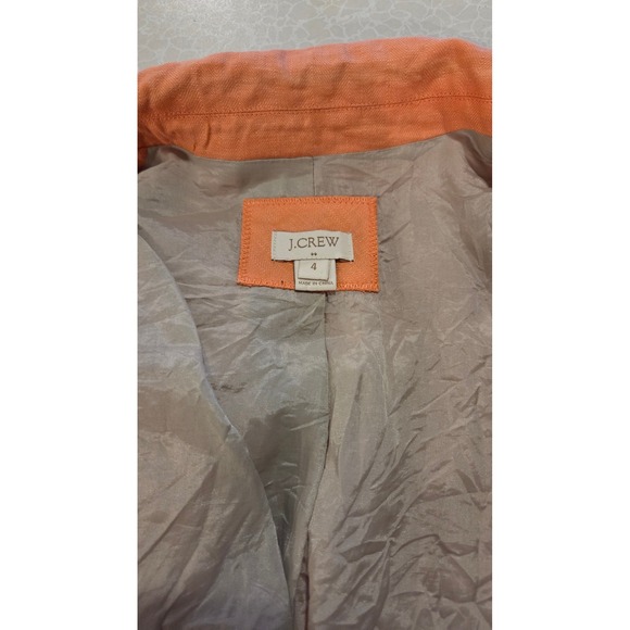J.Crew Womens Linen Blazer Jacket Size 4 Apricot Orange Two Button Notch Lapel - Picture 11 of 12